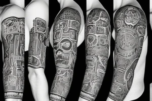 Black power themed sleeve tattoo tattoo idea