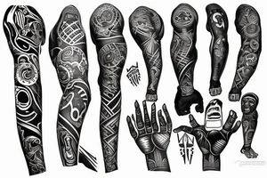 Black power themed sleeve tattoo tattoo idea