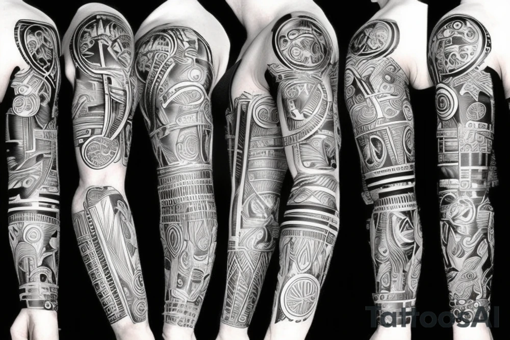 Black power themed sleeve tattoo tattoo idea