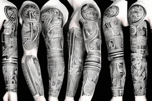 Black power themed sleeve tattoo tattoo idea