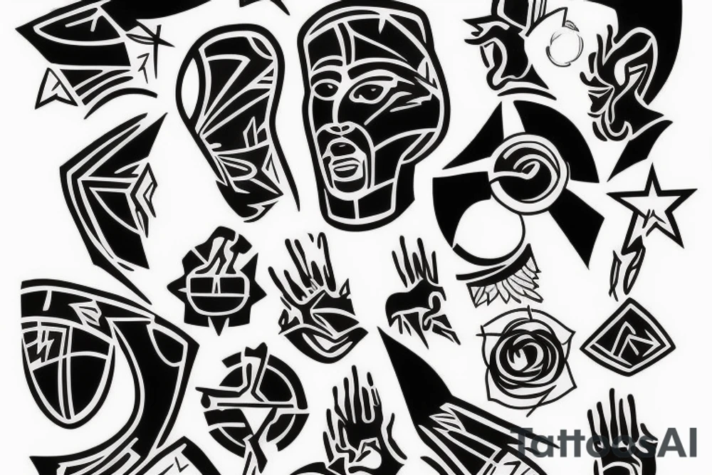 Black power themed sleeve tattoo tattoo idea