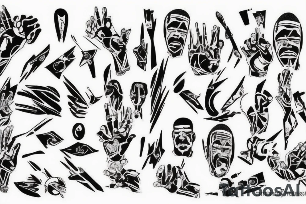 Black power themed sleeve tattoo tattoo idea
