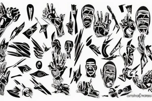 Black power themed sleeve tattoo tattoo idea