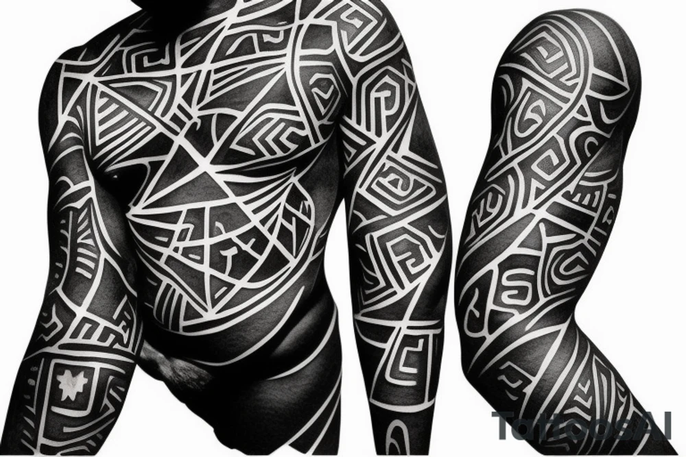 Black power themed sleeve tattoo tattoo idea