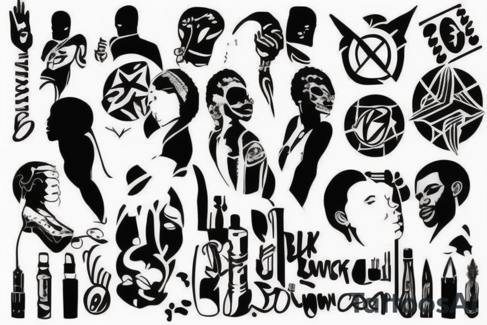 Black power themed sleeve tattoo tattoo idea