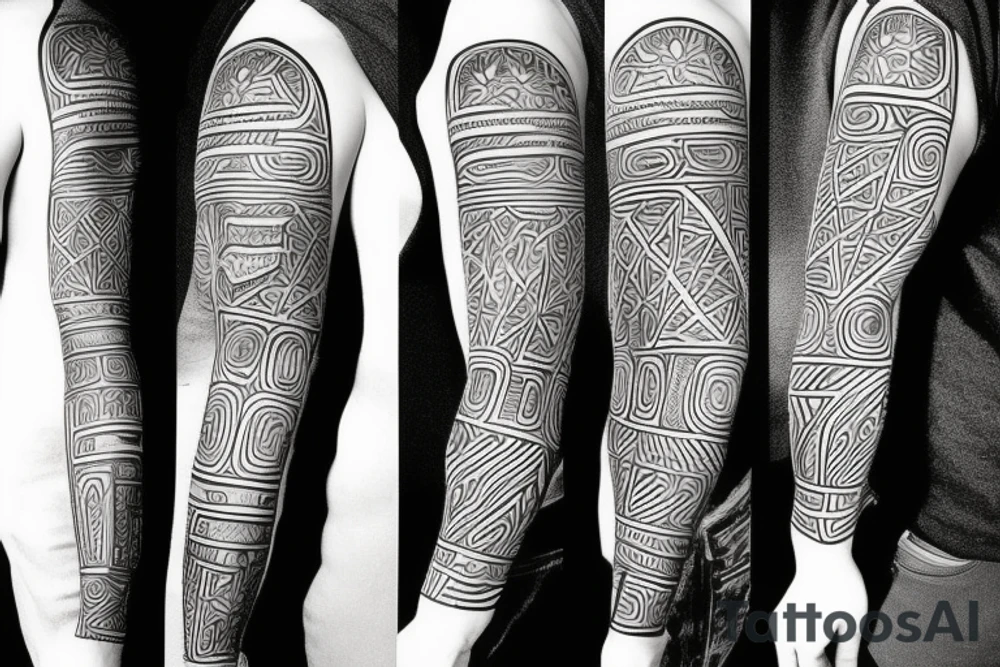 Black power themed sleeve tattoo tattoo idea