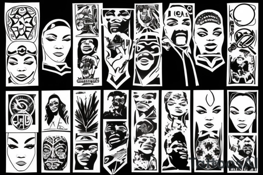 Black power themed sleeve tattoo tattoo idea