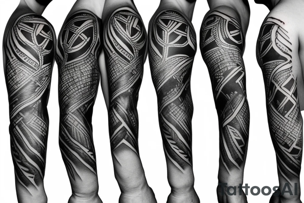 Black power themed sleeve tattoo with African flag tattoo idea