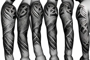 Black power themed sleeve tattoo with African flag tattoo idea