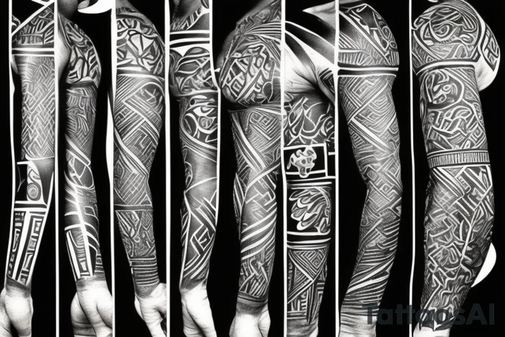 Black power themed sleeve tattoo with African flag tattoo idea