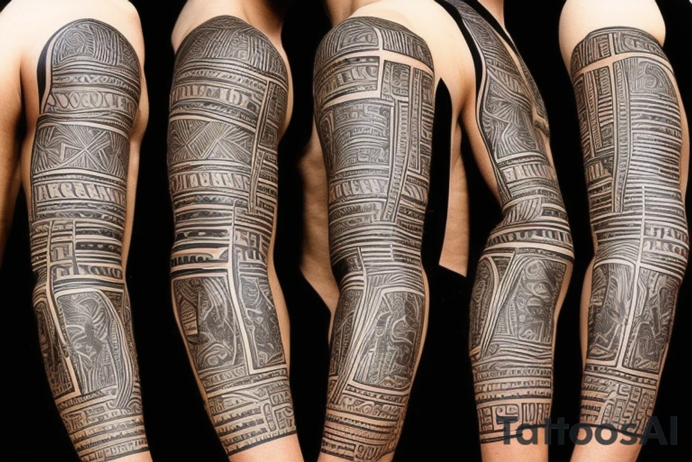 Black power themed sleeve tattoo with African flag tattoo idea