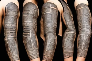 Black power themed sleeve tattoo with African flag tattoo idea