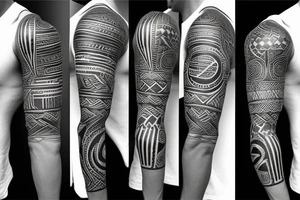 Black power themed sleeve tattoo with African flag tattoo idea