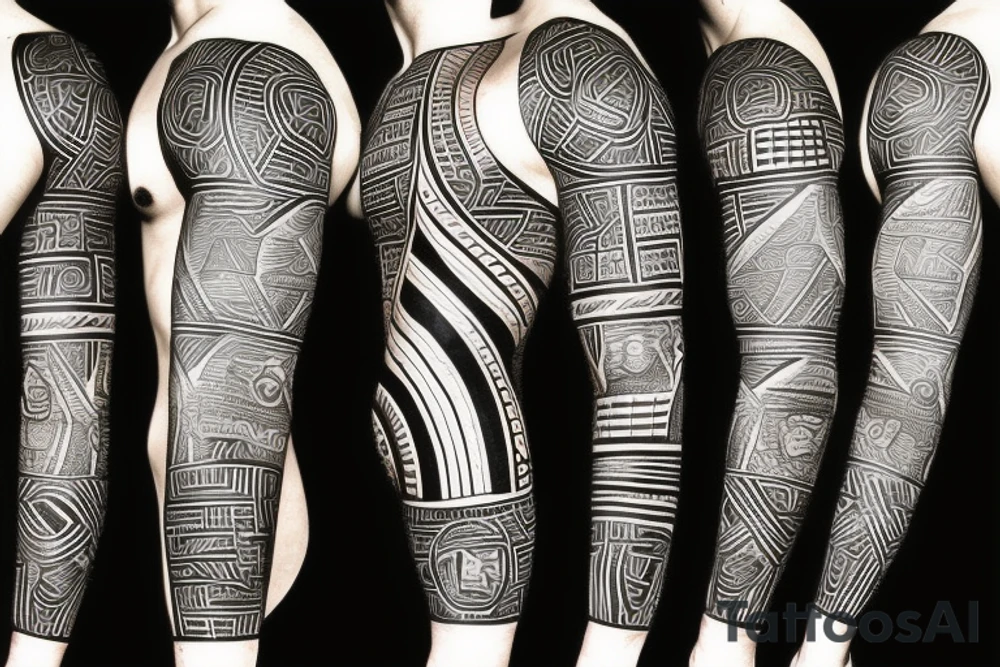 Black power themed sleeve tattoo with African flag tattoo idea