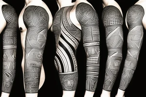 Black power themed sleeve tattoo with African flag tattoo idea