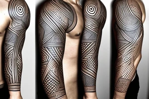 Black power themed sleeve tattoo with African flag tattoo idea