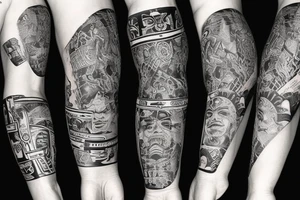 Black power themed forearm sleeve tattoo with hidden satanic theme tattoo idea