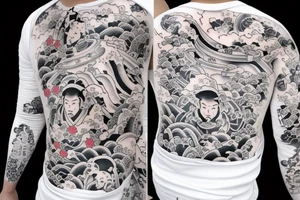 Long sleeve izumi with a barrel of sake tattoo idea