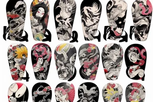 Caricature Colorful bright goat long arm sleeve izumi tattoo idea