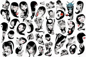 Caricature Colorful bright long arm sleeve izumi tattoo idea