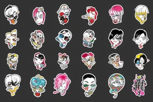 Caricature Colorful bright long arm sleeve izumi tattoo idea