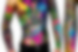 Cyberpunk mythical Colorful bright arm sleeve izumi tattoo idea