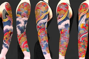 Edo period japan element earth Colorful bright arm sleeve izumi surreal tattoo idea