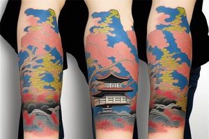 Edo period japan element earth Colorful bright arm sleeve izumi surreal tattoo idea