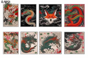 Colorful bright meji period japan arm sleeve izumi surreal fox dragon tattoo idea