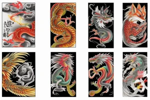 Colorful bright arm sleeve izumi industrial japan surreal fox dragon tattoo idea
