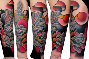 Colorful bright arm sleeve izumi japan industrial tattoo idea