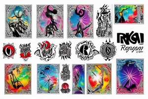 Colorful bright arm sleeve izumi ragnarok tattoo idea
