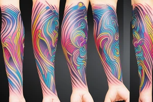 Colorful bright arm sleeve izumi norse tattoo idea