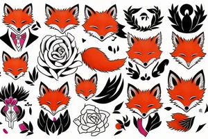 Colorful bright fox stone tattoo idea