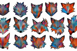 Colorful bright fox stone tattoo idea