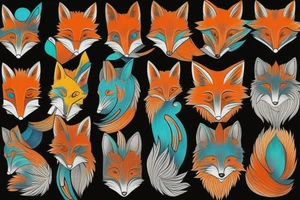 Colorful bright fox stone tattoo idea