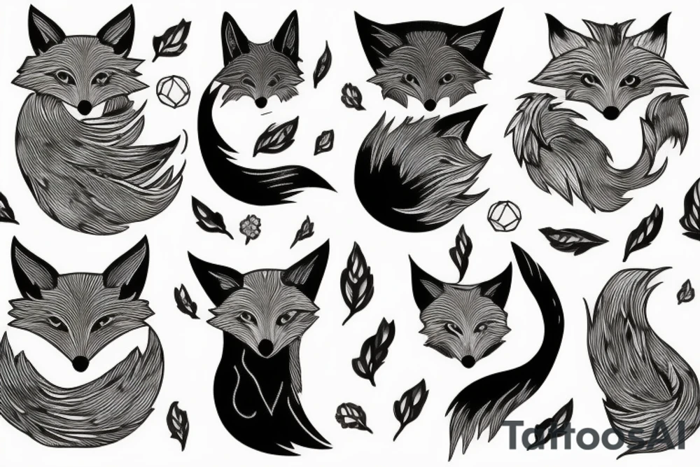 Colorful bright fox stone tattoo idea