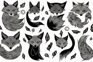 Colorful bright fox stone tattoo idea