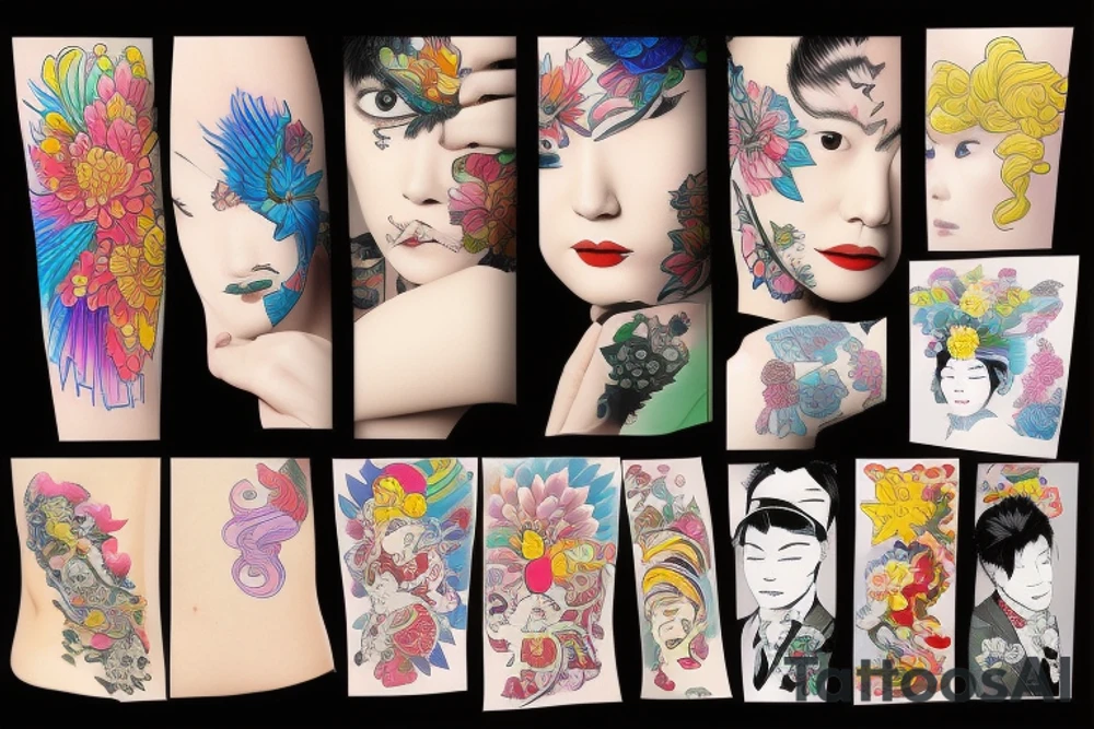 Colorful bright izumi tattoo idea