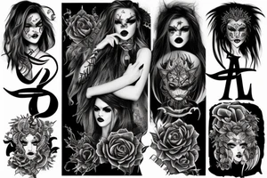 Demonic Badass Woman Babe Thorns Smokey Intricate Detailed Pretty Runes tattoo idea