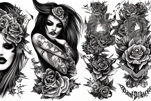 Demonic Badass Woman Babe Thorns Smokey Intricate Detailed Pretty Runes tattoo idea