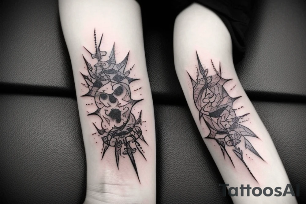 Demonic Badass Woman Babe Thorns Smokey Intricate Detailed Pretty Runes tattoo idea