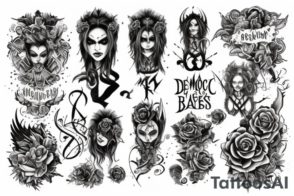 Demonic Badass Woman Babe Thorns Smokey Intricate Detailed Pretty Runes tattoo idea