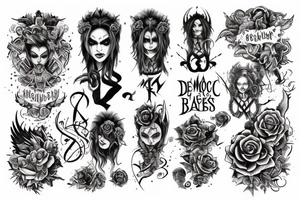 Demonic Badass Woman Babe Thorns Smokey Intricate Detailed Pretty Runes tattoo idea