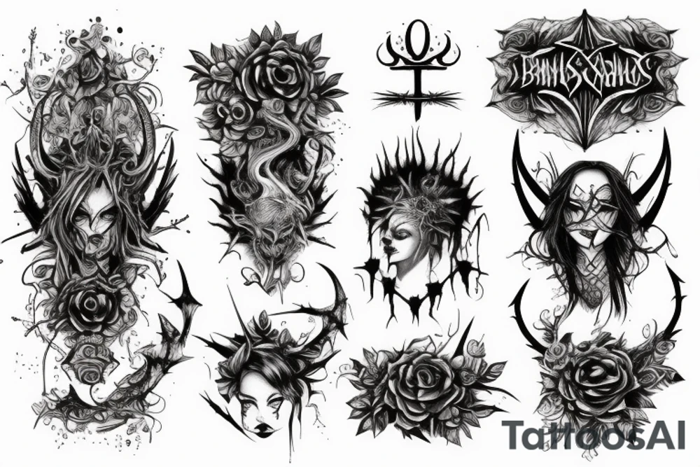 Demonic Badass Woman Babe Thorns Smokey Intricate Detailed Pretty Runes tattoo idea