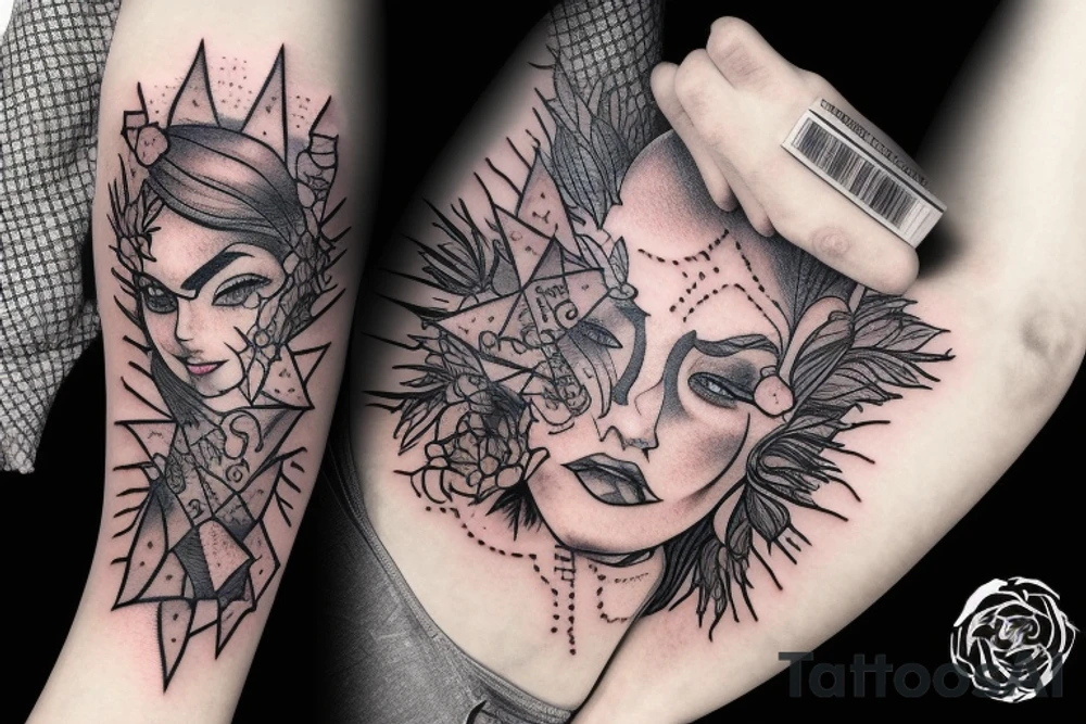 Demonic Badass Woman Babe Thorns Smokey Intricate Detailed Pretty Runes tattoo idea