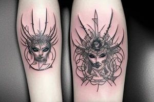 Demonic Badass Woman Babe Thorns Smokey Intricate Detailed Pretty Runes Beautiful tattoo idea