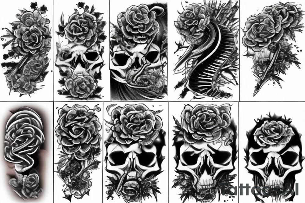 Thorns Chinese Hanya
Spiral Helix Skulls Dread Stoic Serene Inspiring Badass Mural tattoo idea