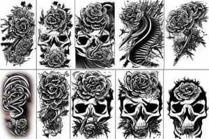 Thorns Chinese Hanya
 Spiral Helix Skulls Dread Stoic Serene Inspiring Badass Mural tattoo idea