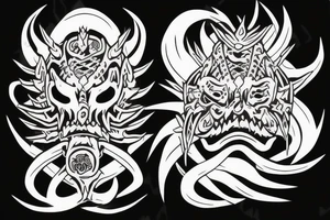 Thorns Hanya Mask Oni Dread Stoic Serene Inspiring Badass Mural tattoo idea